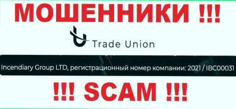 Рег. номер махинаторов Trade Union, показанный у их на официальном ресурсе: 2021/IBC00031