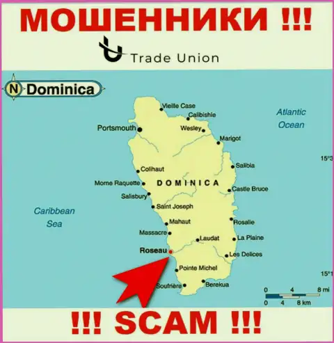 Dominica - здесь зарегистрирована контора Trade Union Pro