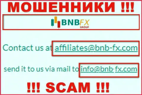 Электронный адрес мошенников BNBFX, информация с официального сайта