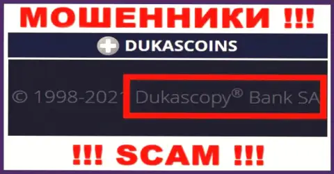 На официальном web-сайте ДукасКоин сказано, что указанной организацией руководит Dukascopy Bank SA