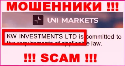 Владельцами UNIMarkets Com оказалась организация - KW Investments Ltd