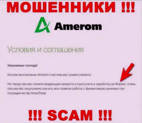 Не надо доверять финансовые активы Amerom De, поскольку их сфера деятельности, Форекс, обман