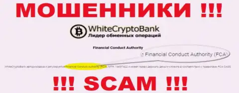 White Crypto Bank - это мошенники, незаконные манипуляции которых прикрывают тоже разводилы - Financial Conduct Authority
