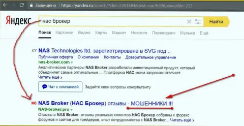 Первые 2 строки Яндекса - NAS Technologies Ltd лохотронщики!