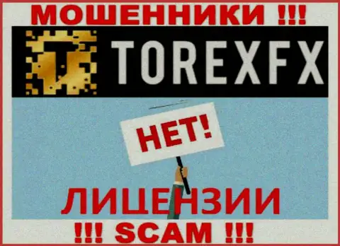Мошенники TorexFX работают незаконно, поскольку у них нет лицензии !